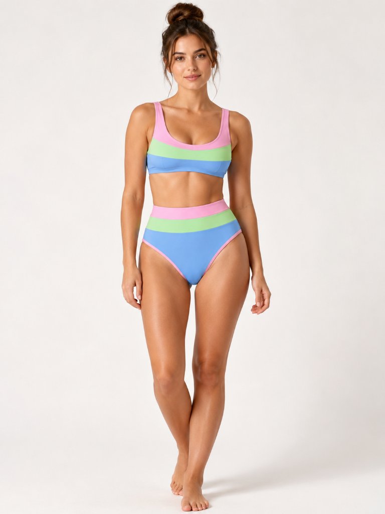 Salt + Cove High Waist Colorblock Bikini Bottom Periwinkle Xl Nwt Swim
